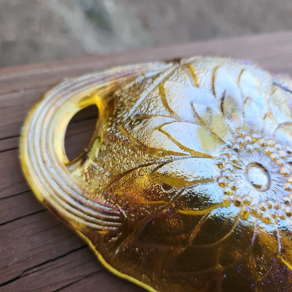 Indiana Glass Carnival Glass Lily Pons Relish Dish With Handles
